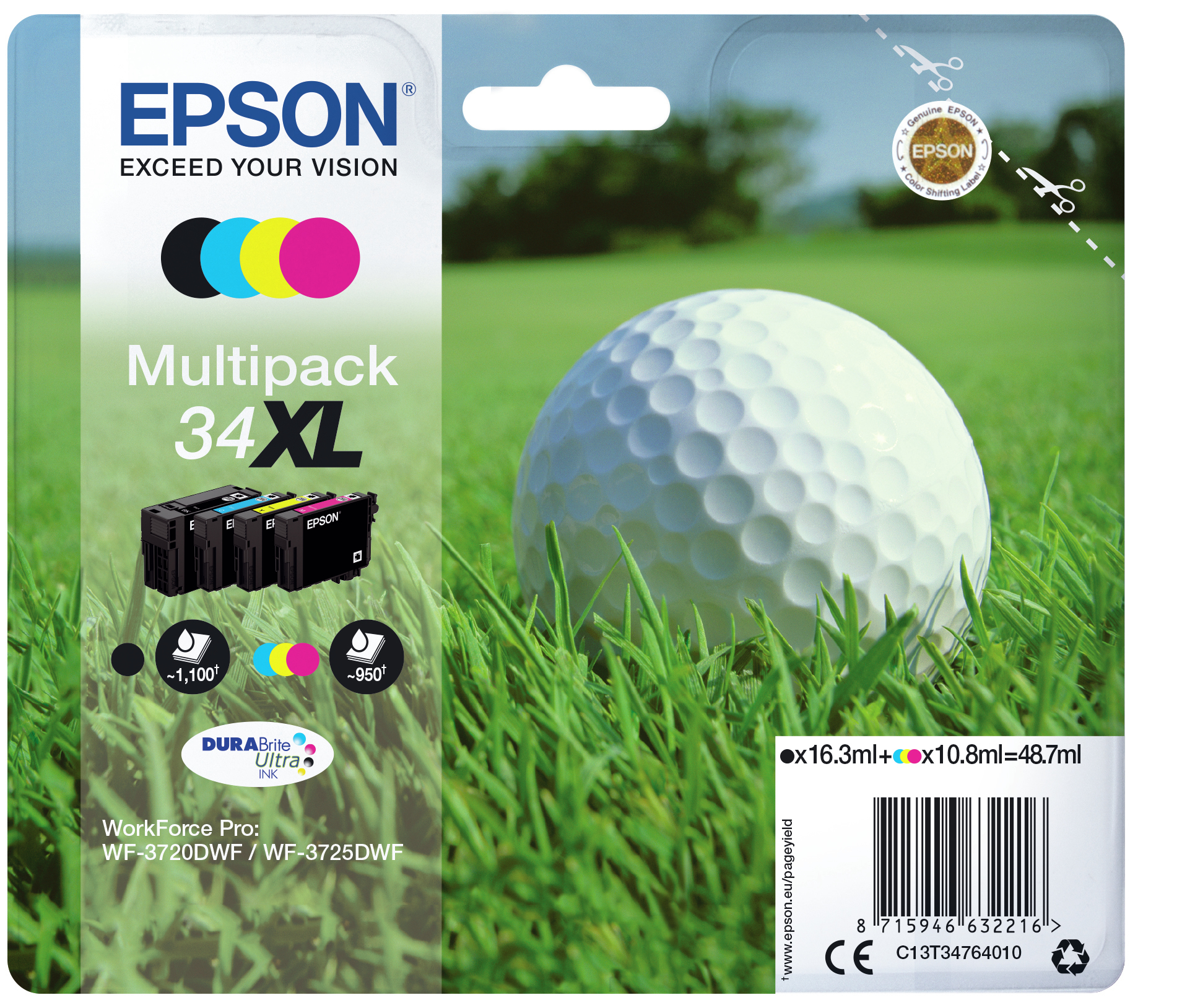 Epson Golf ball 34XL Golfball DURABrite Ultra flerpakning 4-fargers blekk