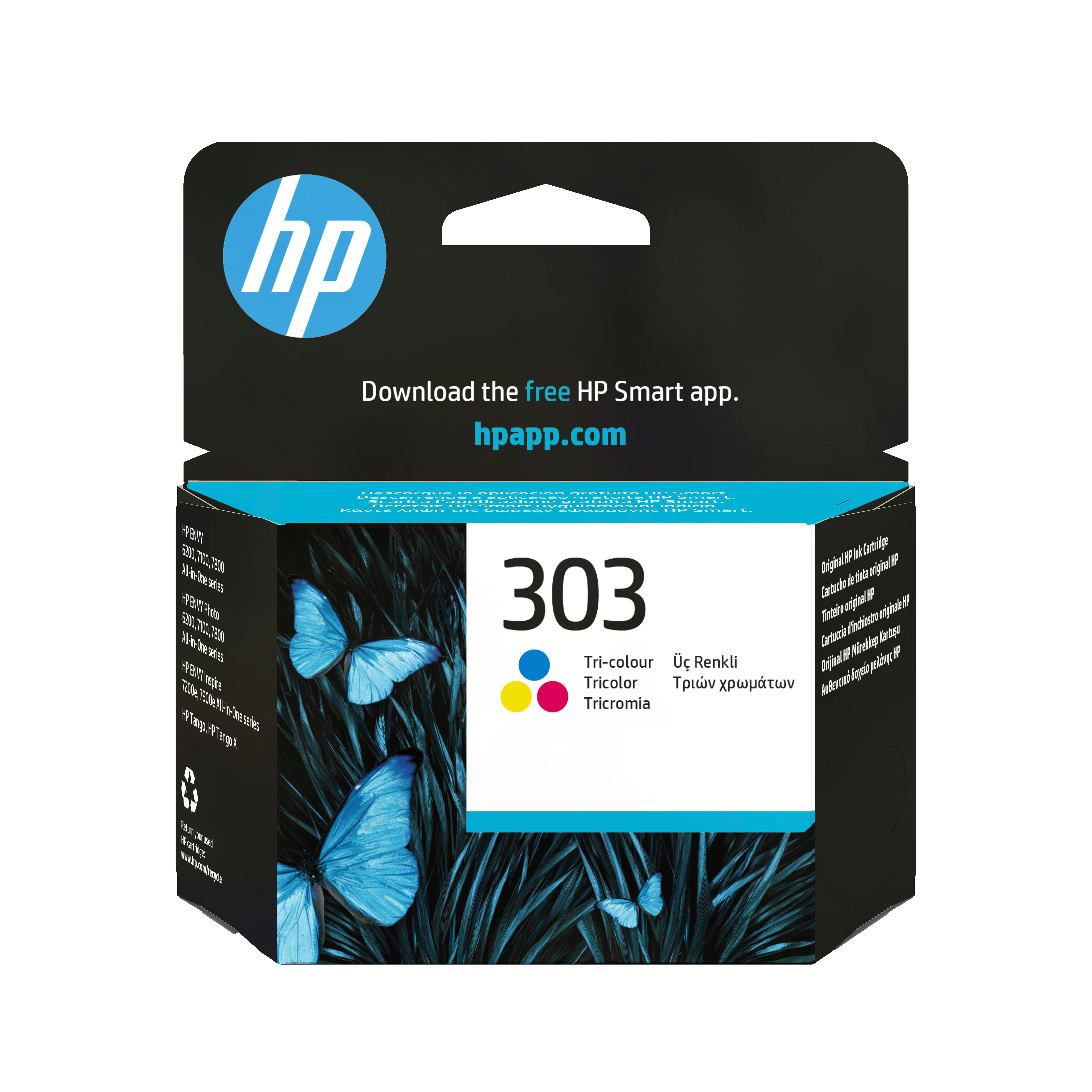 HP 303 trefargers original blekkpatron