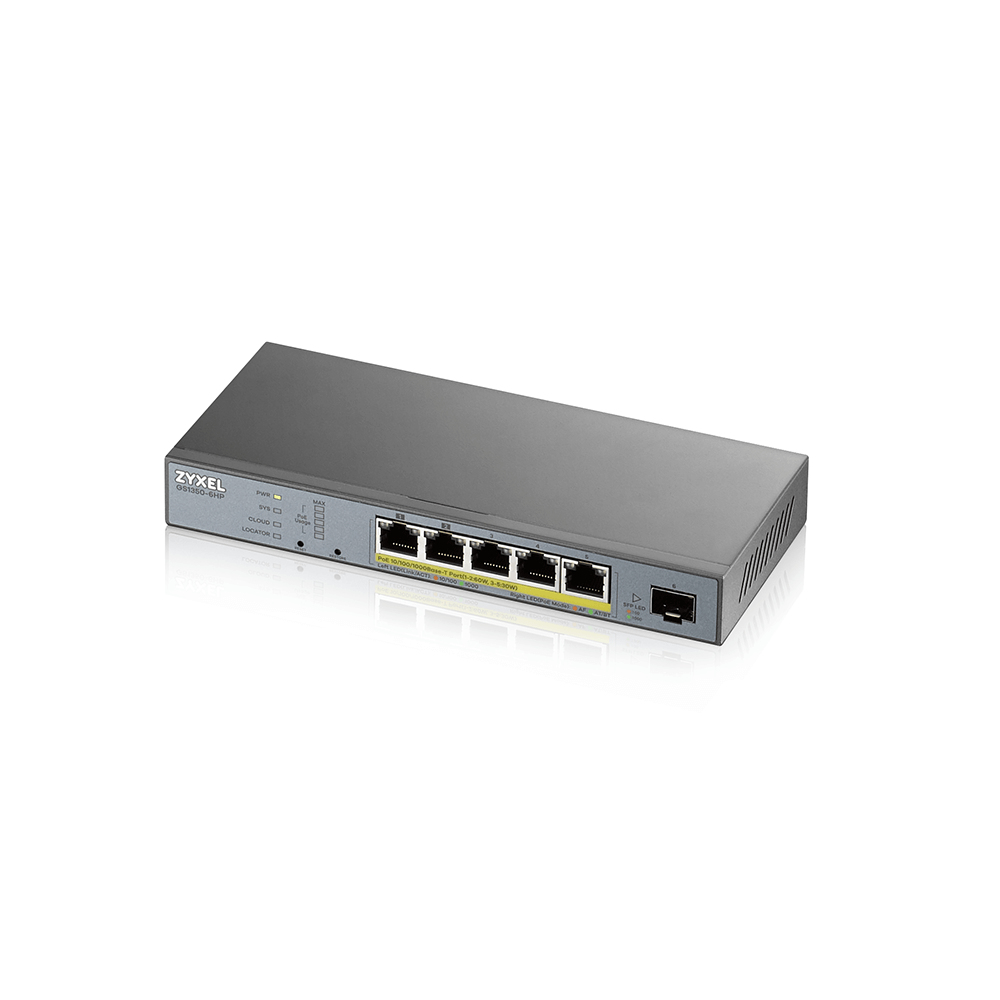 Zyxel GS1350-6HP-EU0101F nettverkssvitsj Håndtert L2 Gigabit Ethernet (10/100/1000) Strøm over Ethernet (PoE) Grå
