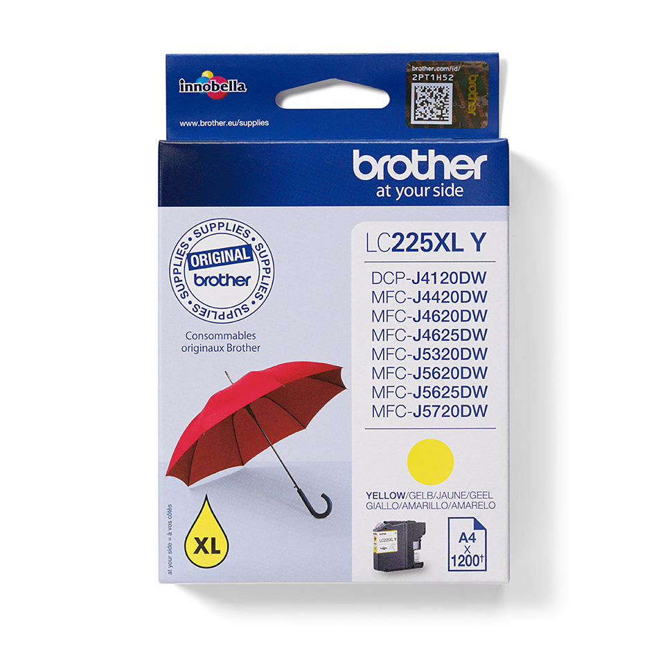 Brother LC225XLY blekkpatron 1 stykker Original Høyt (XL) utbytte Gult
