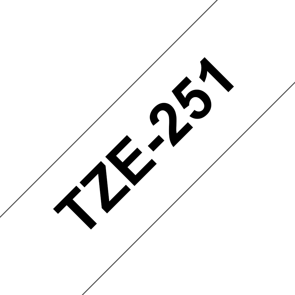 Brother TZE-251 etikettlagingsbånd Svart på hvitt