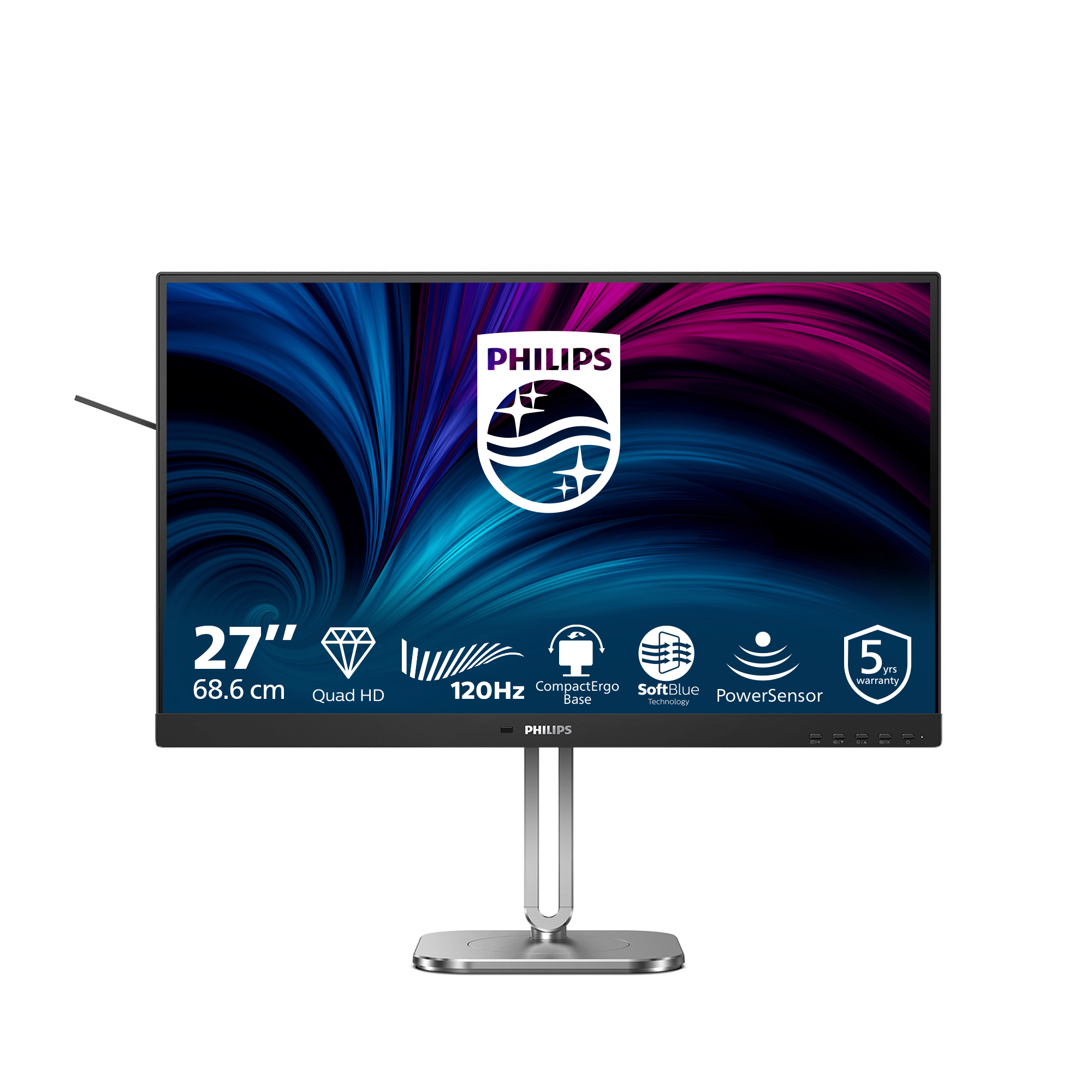 Philips 4000 series 27B2N4500/00 PC-skjerm 68,6 cm (27") 2560 x 1440 piksler Quad HD LCD Grå