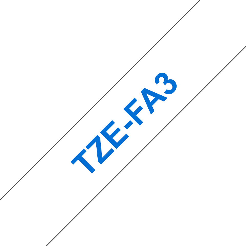 Brother TZE-FA3 etikettlagingsbånd Blått på hvitt