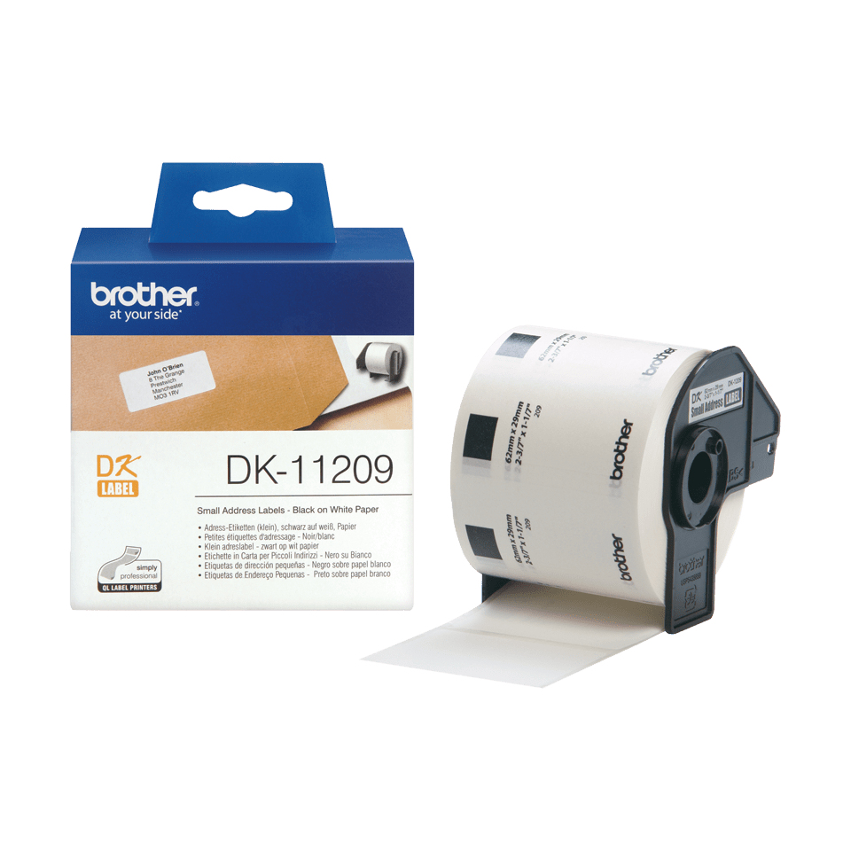 Brother DK-11209 etikettlagingsbånd Svart på hvitt