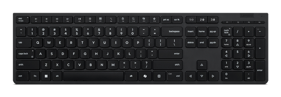 Lenovo Professional Wireless Rechargeable Keyboard, DK tastatur Hjem/Kontor RF trådløs + Bluetooth Dansk Grå