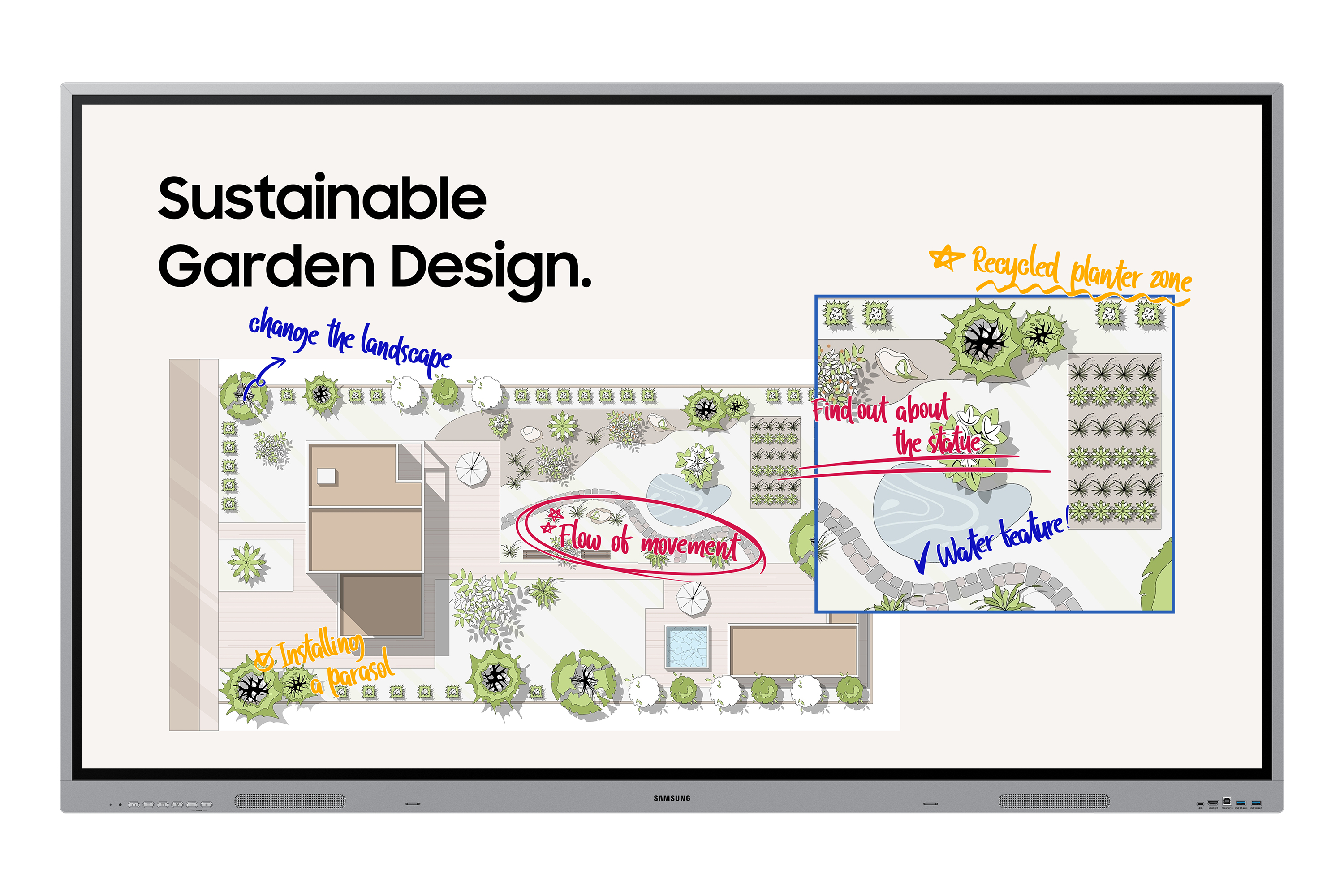 Samsung WE65FX Interaktiv tavle 165,1 cm (65") 3840 x 2160 piksler Berøringsskjerm Grå HDMI