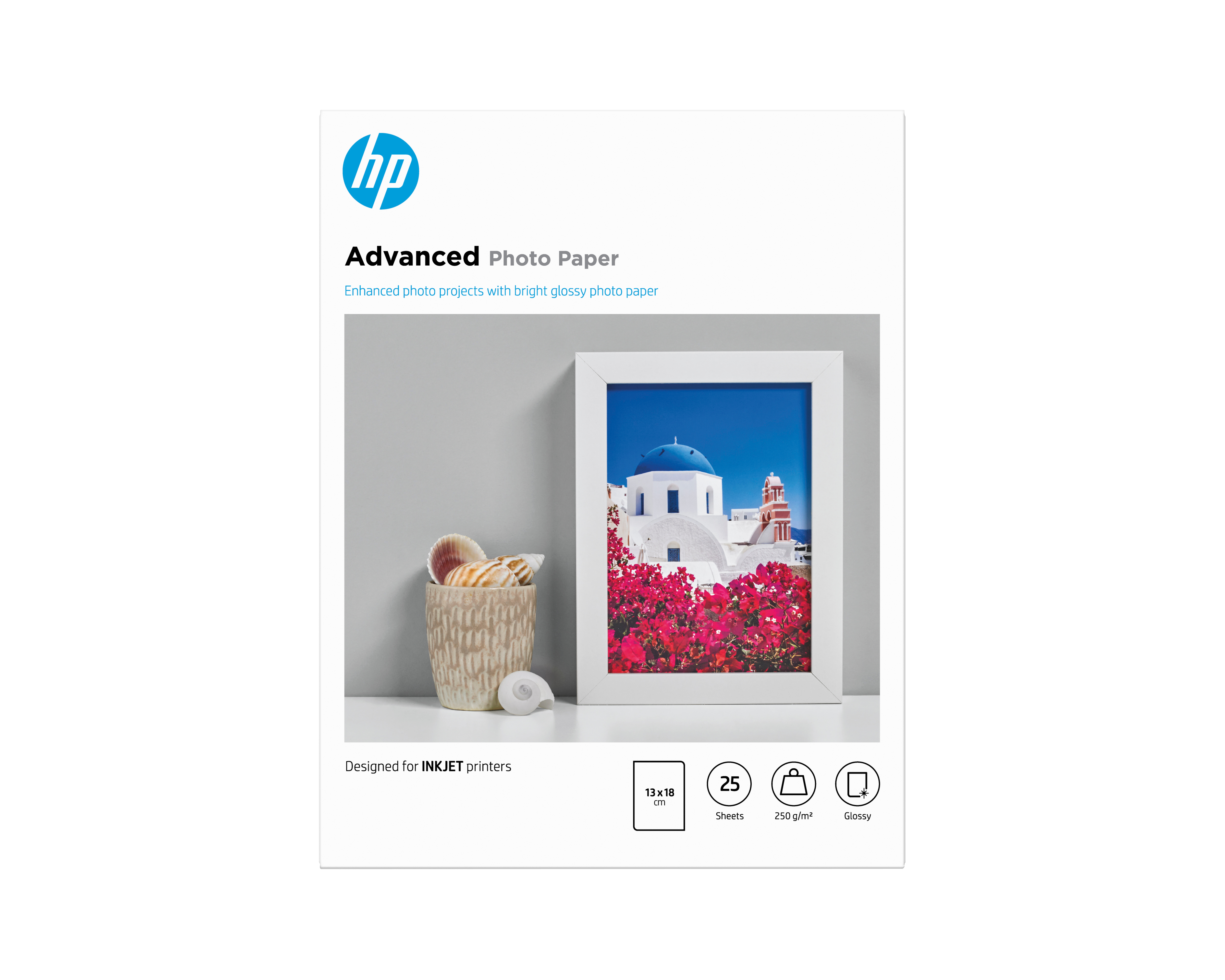 HP Advanced fotopapir, glanset, 250 g/m2, 13 x 18 cm (127 x 178 mm), 25 ark