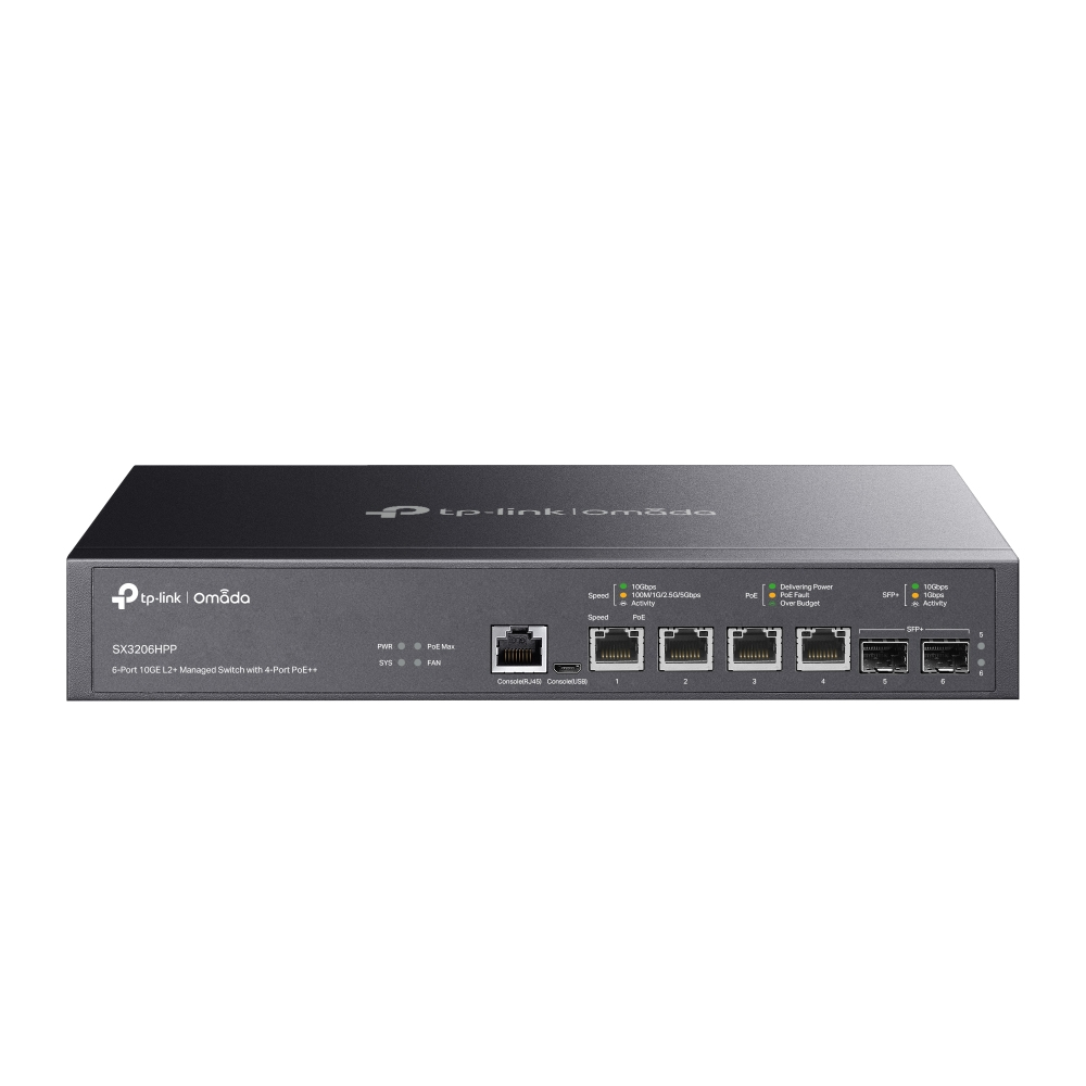 TP-Link Omada SX3206HPP nettverkssvitsj Håndtert L2+ 10G Ethernet (100/1000/10000) Strøm over Ethernet (PoE) Svart