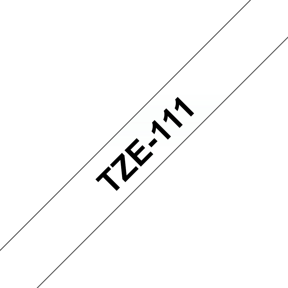 Brother TZE-111 etikettlagingsbånd Svart på gjennomsiktig