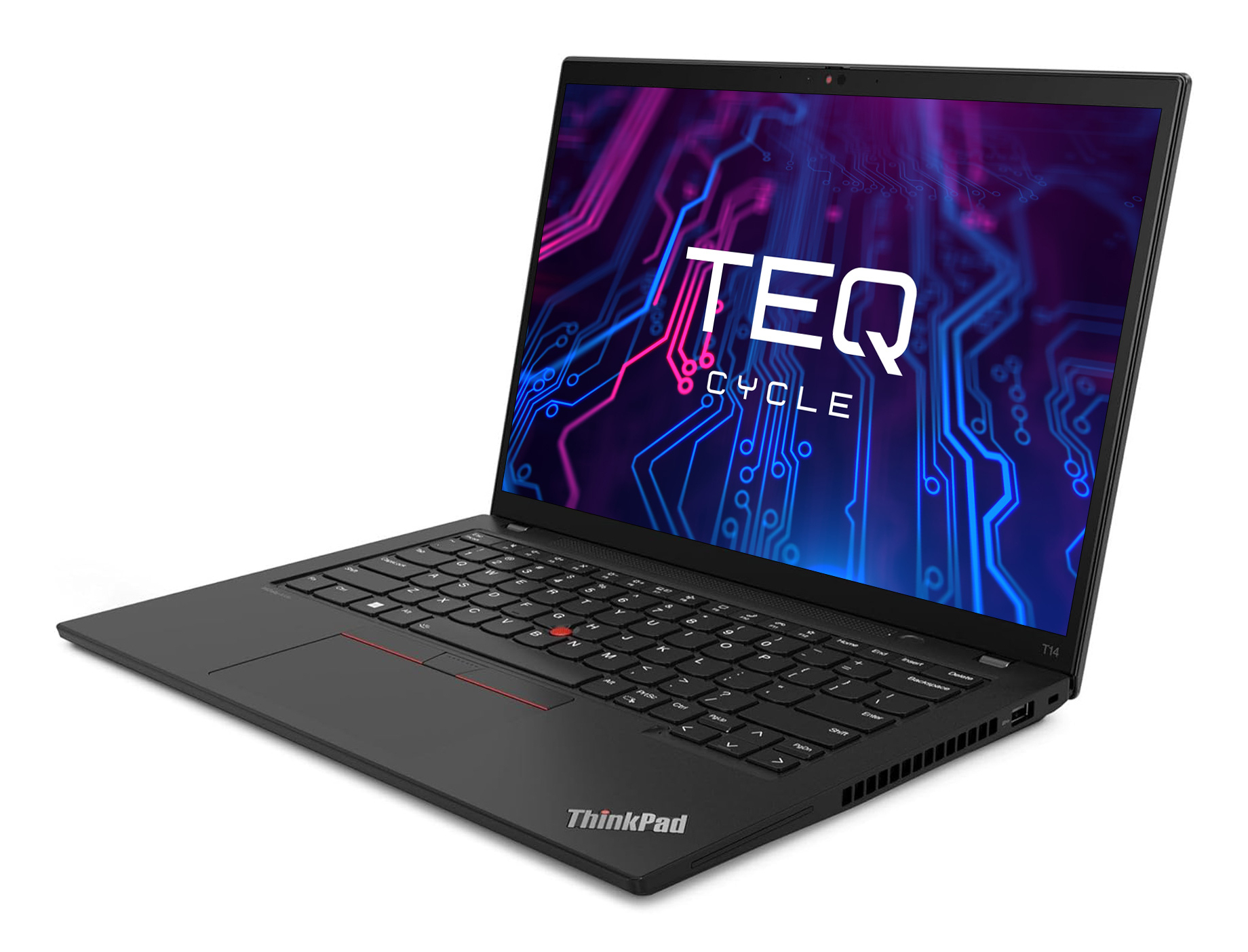 Teqcycle Lenovo ThinkPad T14 G4 Intel® Core™ i7 i7-1365U Laptop 35,6 cm (14") 32 GB LPDDR5-SDRAM 256 GB SSD Wi-Fi 6E (802.11ax) Windows 11 Pro Nordisk Svart