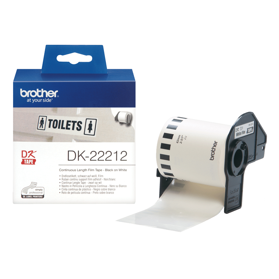 Brother DK-22212 etikettlagingsbånd Svart på hvitt