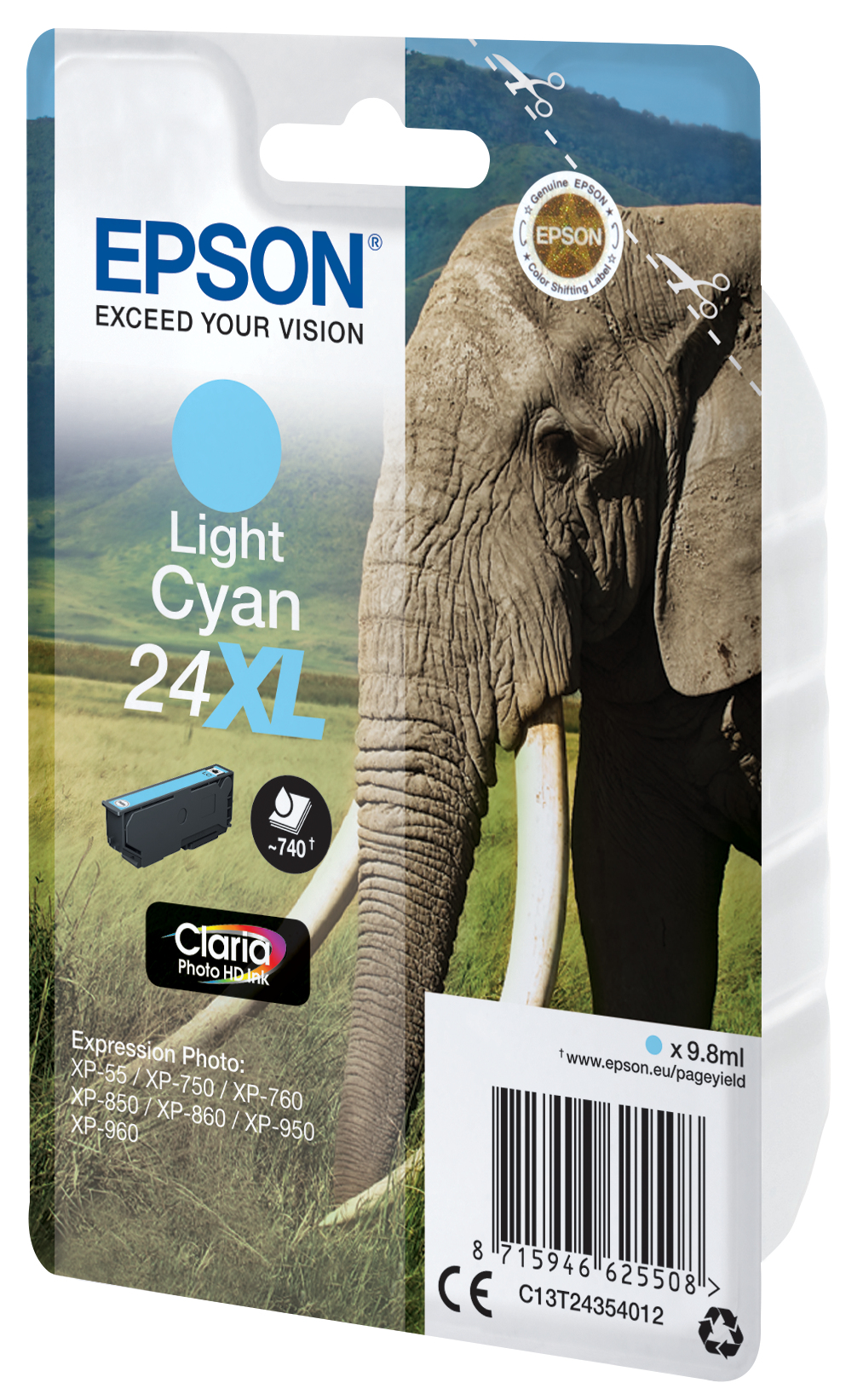 Epson Elephant 24XL Elefant Claria Photo HD enkeltpakning lys cyan blekk