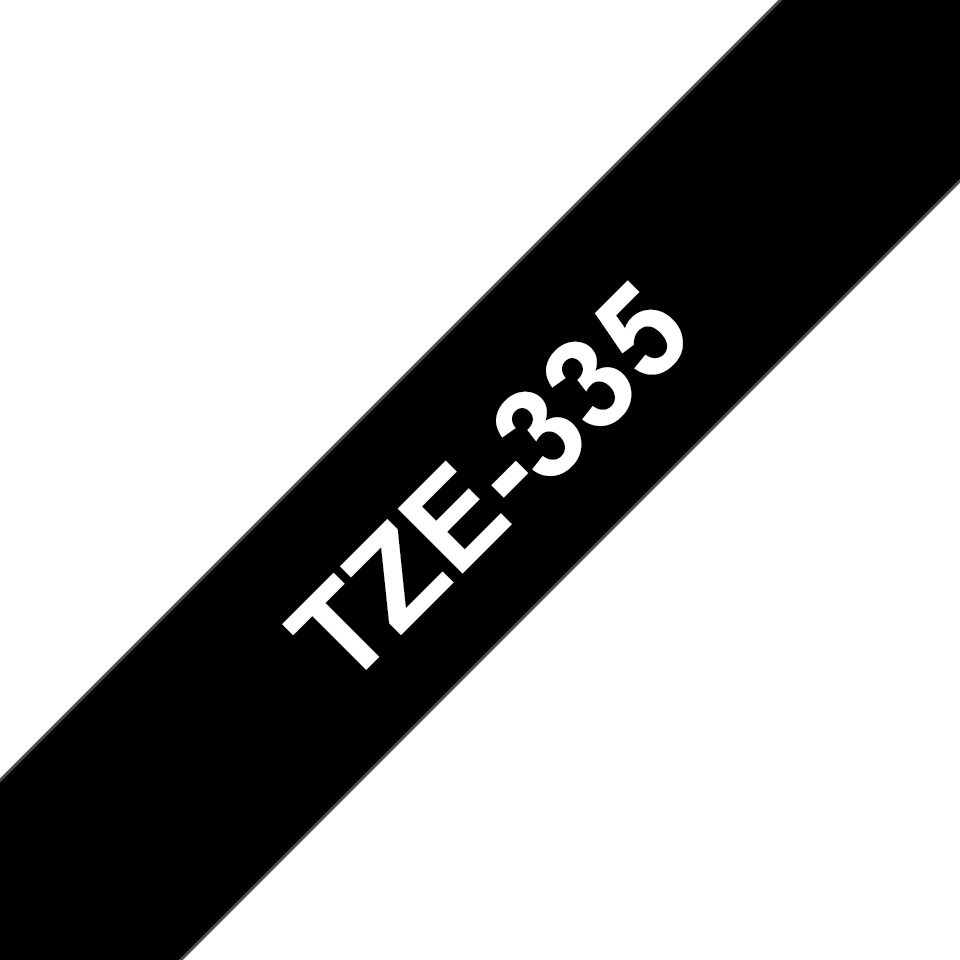 Brother TZE-335 etikettlagingsbånd Hvitt på svart TZ