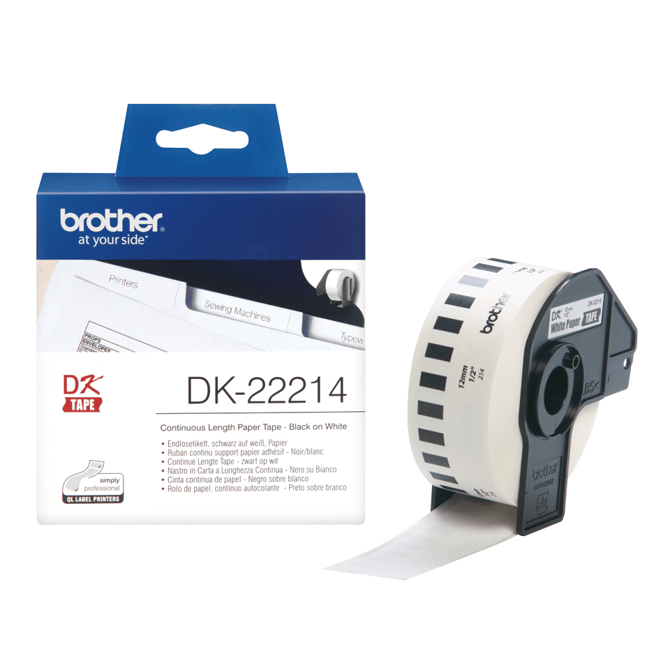 Brother DK-22214 etikettlagingsbånd Svart på hvitt