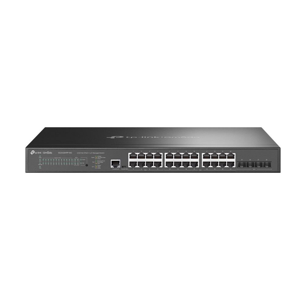 TP-Link Omada SG3428XPP-M2 nettverkssvitsj Håndtert L2+ 2.5G Ethernet (100/1000/2500) Strøm over Ethernet (PoE) 1U Svart