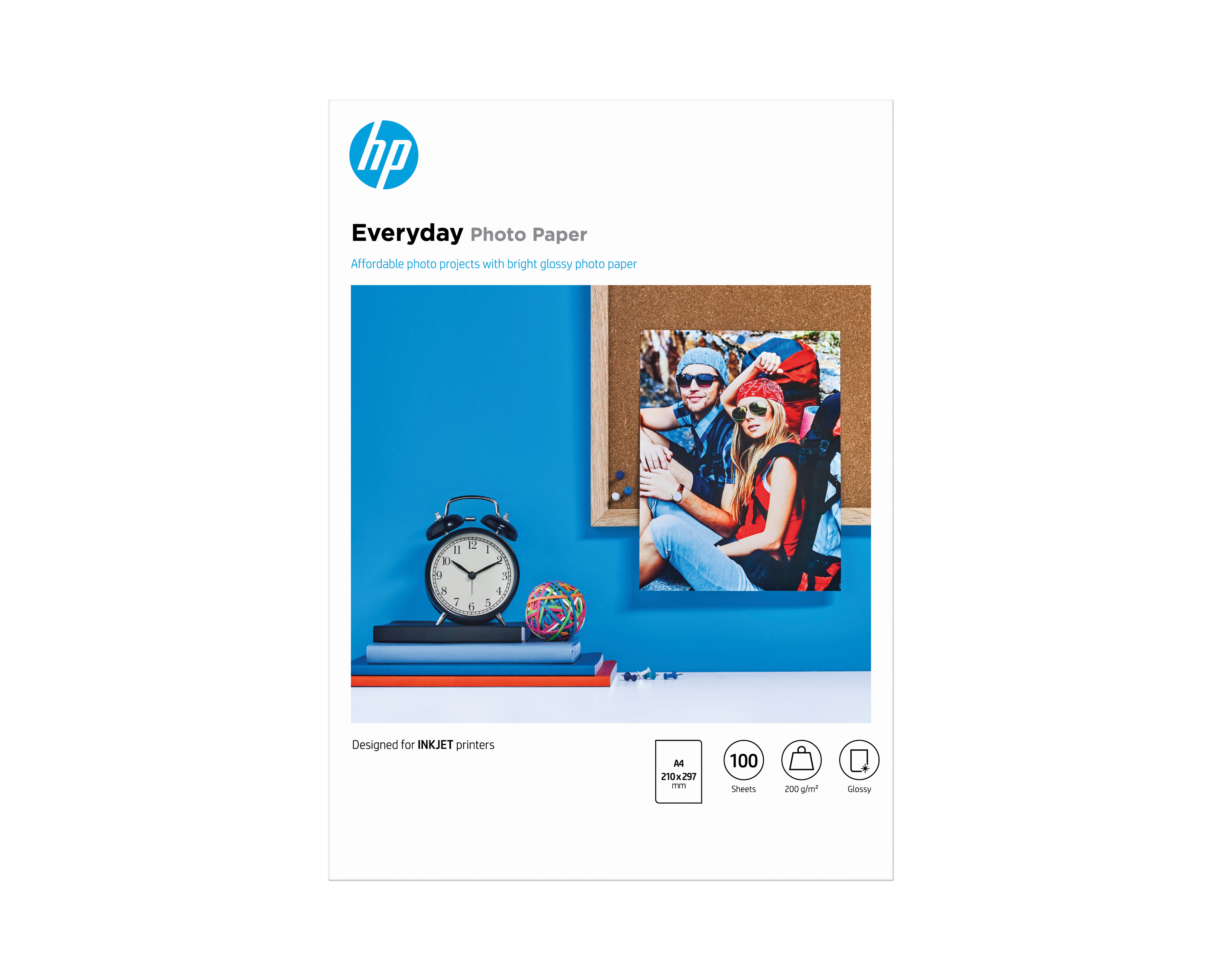 HP Everyday fotopapir, glanset, 200 g/m2, A4 (210 x 297 mm), 100 ark