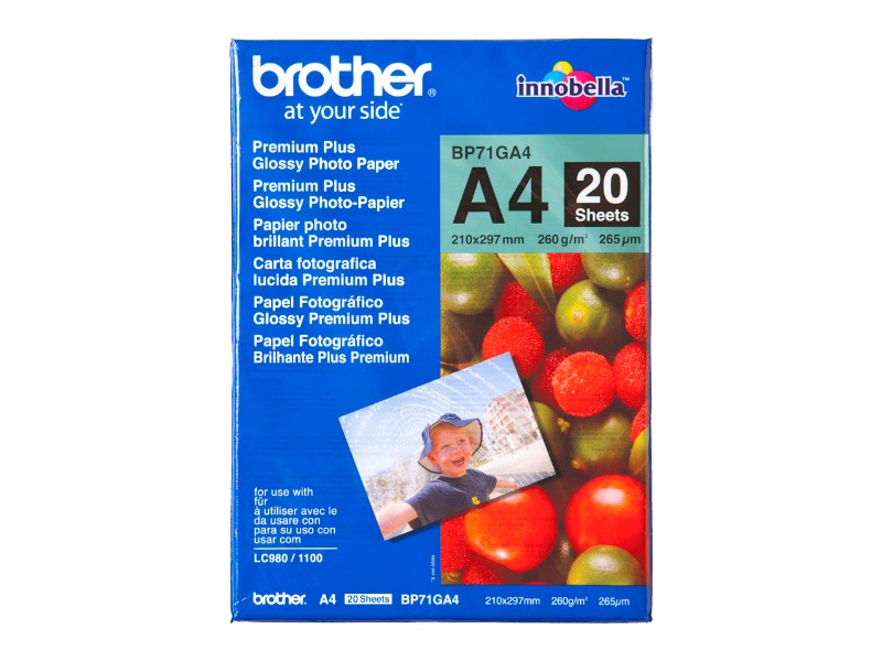 Brother BP71GA4 glanset A4 fotopapir 260 g/m². 20 ark.