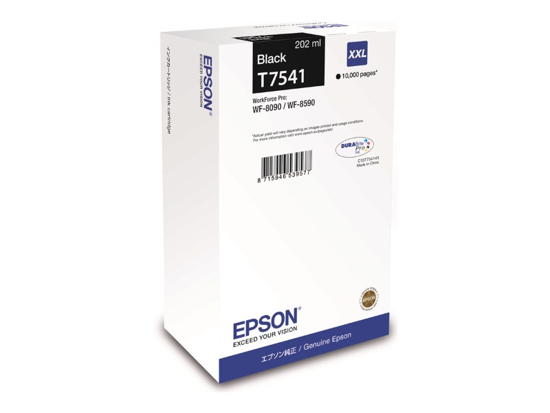 Epson T7541 - 202 ml - XXL-størrelse - svart - original - blekkpatron - for WorkForce Pro WF-8090, WF-8590