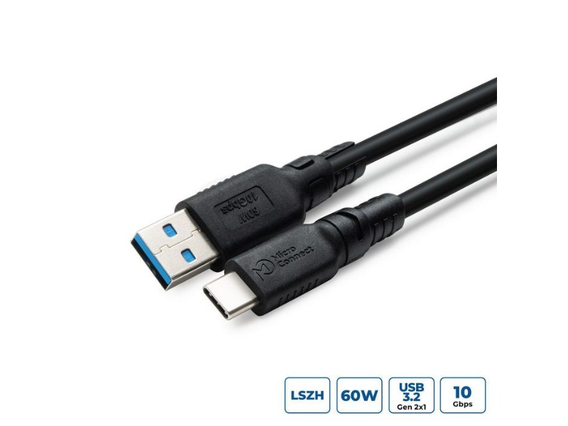 MicroConnect ColorFlex USB-C til USB-A kabel 60W 10Gbps Halogenfri (LSZH), USB 3.2 Gen 2, 1m