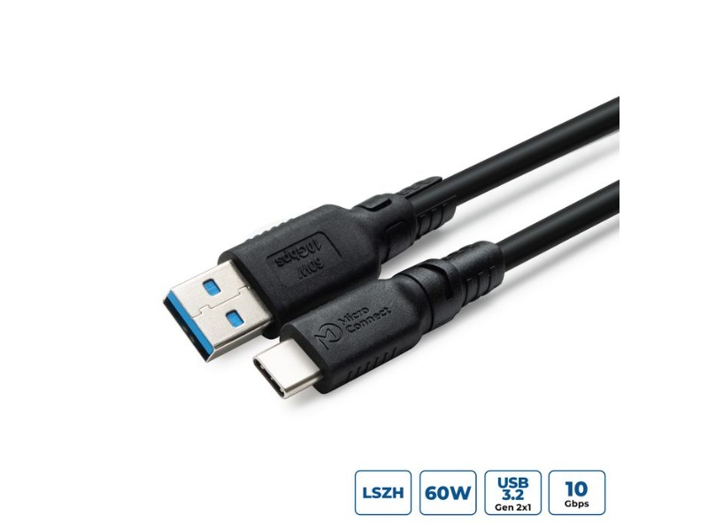 MicroConnect ColorFlex USB-C til USB-A kabel 60W 10Gbps Halogenfri (LSZH), USB 3.2 Gen 2, 2m