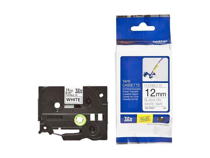 Brother TZFX231 FlexiTapes 12mm 8m Black/White