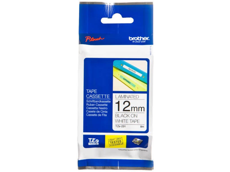 Brother TZE231 tape cassette 12mm8m white/black P-touch 200/300/500series