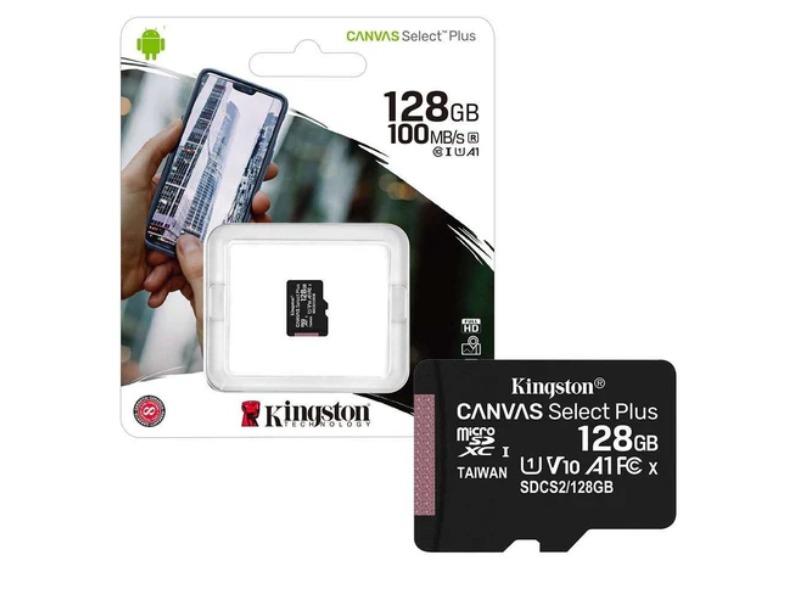 Kingston Canvas Select Plus microSD 128GB Minnekort, Class 10